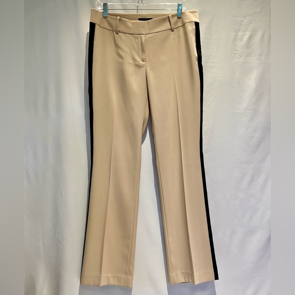 Ann Taylor Cream Pants with Black Tuxedo Side Stripe, size 8, NWT